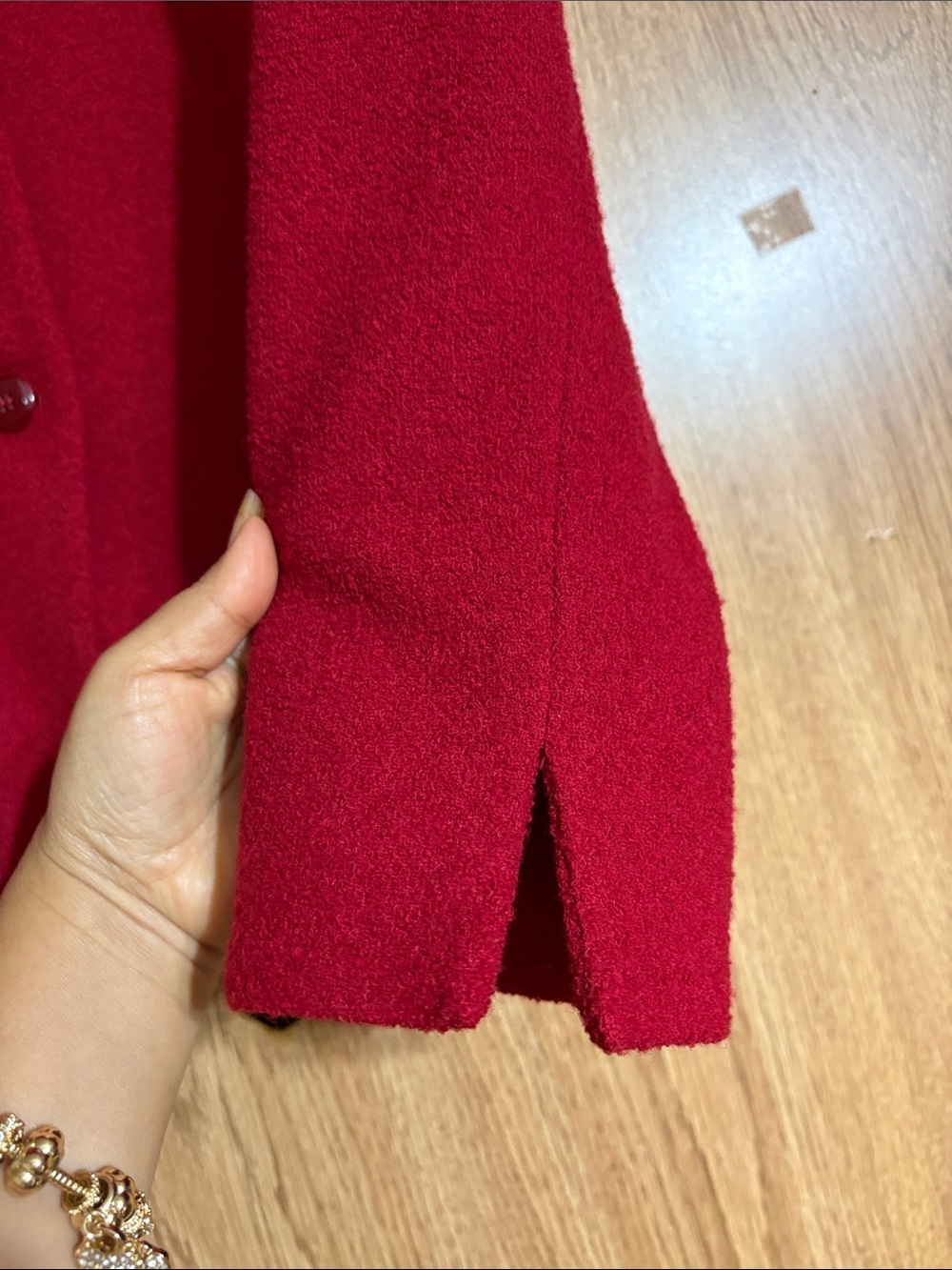 Pendleton Red Wool Blend Boxy Blazer with Decorative Brooch - Picture 6 of 9